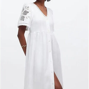 Madewell | Dresses | Nwt Madewell Riley 0 Linen Heavy Weight Midi Dress In  White Nq361 | Poshmark